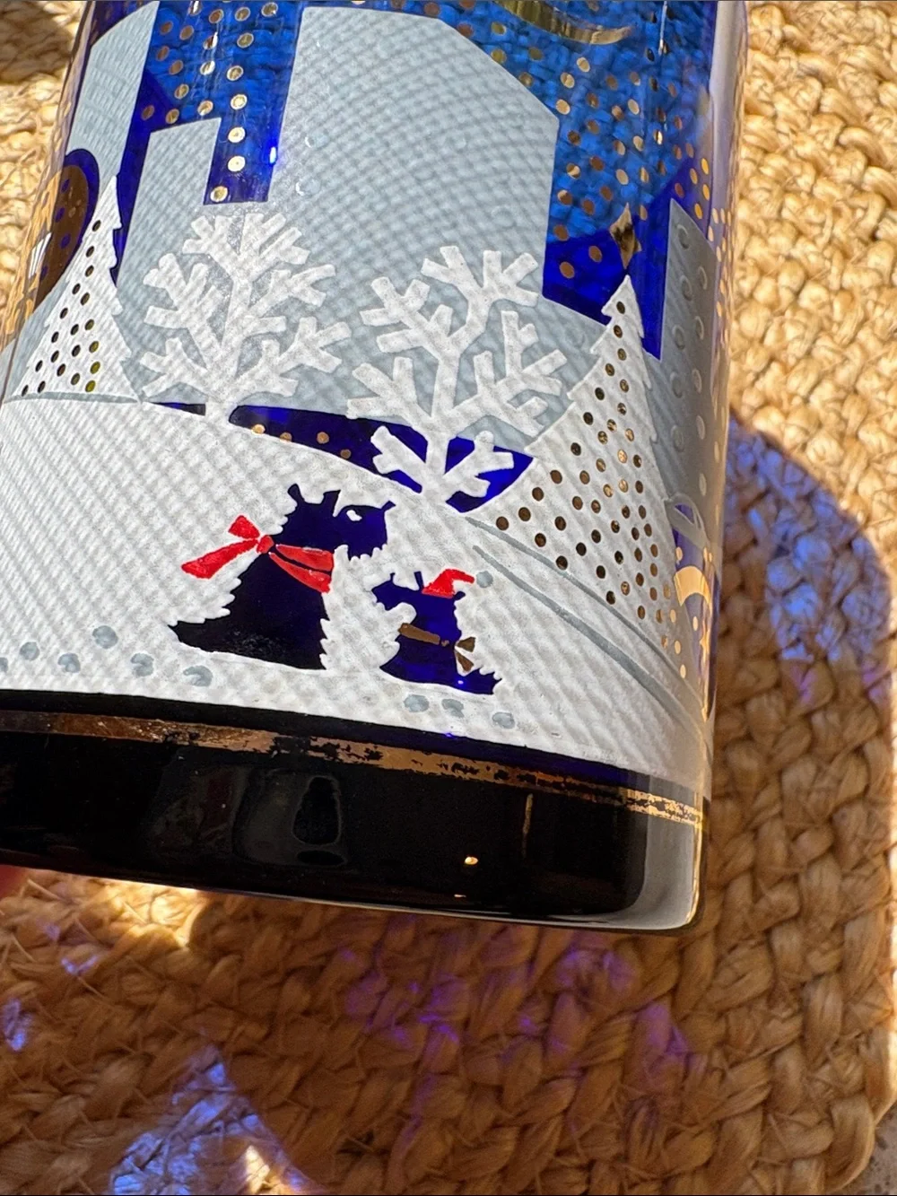 (2) Vintage Cobalt Blue Noritake 'Twas The Night Before Christmas Glasses